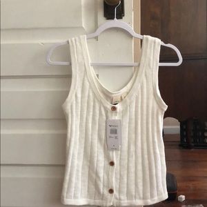 Button front sweater tank top